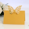 Laser cut gold pearl paper butterfly place card for wedding table seating and decor - Gold