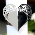 Pink heart-shaped laser-cut napkin ring with silver and black mirror finish detail - Mirror Silver
