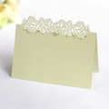Light green laser-cut place card with rose and butterfly hollow patterns - Emerald Green
