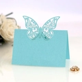 Sky blue laser cut butterfly place card for weddings with a pearlescent paper finish - Tiffany Blue
