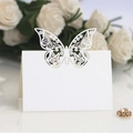 Elegant white laser-cut butterfly place card made of pearl paper for wedding table decor - Ivory