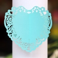 Laserschnitt Tiffany-blauer Herz-Serviettenring aus Papier mit Spitzenmuster - Tiffany Blau