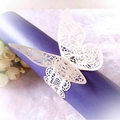 Elegant white laser-cut butterfly napkin ring in pearlescent paper for weddings - Ivory