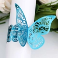 Servilletero de mariposa azul cortado con láser para decoración de mesa de bodas - Azul Reflectante