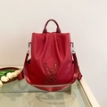 Zaino rosso in nylon impermeabile con motivo a coniglio di paillettes per studenti - Rosso