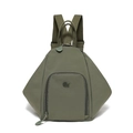 Detail des armeefrün Rucksacks mit vorderer Reißverschlusstasche und Tragegriff - Grün
