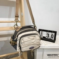 Versatile off-white and dark grey nylon crossbody bag with multi-pocket hiking style - Gray