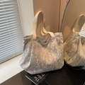 Borsa tote in pizzo floreale azzurro con manici in cotone color crema per l'estate - Stile Pizzo Floreale (Grigio) / Grigio