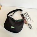 Black nylon crescent bag with neon green accents and adjustable strap for women - No Pendant / Black & Green