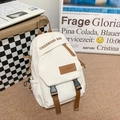 Minimalist off-white sports crossbody bag with brown straps and brand logo detail - White
