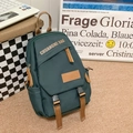 Dark green mini sports backpack with brown straps and buckle closure in casual style - Green