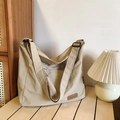 Minimalist beige large capacity nylon messenger bag with adjustable shoulder strap - Light Khaki