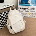 Versatile cream-white nylon crossbody chest bag with adjustable strap and zip pocket - White