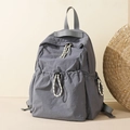 Zaino da viaggio in nylon grigio scuro con tasca frontale a coulisse e spallacci - Grigio