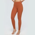 Pantaloni yoga marrone caramello a vita alta in tessuto elasticizzato per il fitness - S / Marrone Nocciola