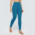 High waisted yoga leggings for women in dark teal peacock blue with nude feel fit - S / Bottoms / Deep Sea Blue