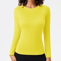 Bright yellow long sleeve yoga top with high elastic quick-dry fabric and raglan sleeves - Golden Yellow