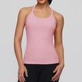 Slim fit light pink racerback yoga sports bra with built-in chest pads for women - S / Tops / Pink