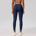 Navy blue high-waisted yoga pants with ruched peach lift design for fitness - S / Navy Blue