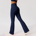 High-waisted navy blue yoga flare pants with scrunch butt lifting design for women - S / Navy Blue