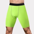 Men's compression sports shorts in neon green with black elastic waistband and pro fit - Fluorescent Green