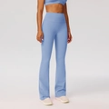 High-waisted flared yoga pants in light blue quick-dry fabric for women - Mist Blue