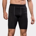 Men's black pro compression shorts with grey reinforced stitching for athletic gym training - Black With Grey Line