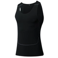 Men's black compression sports vest in size S with gray flatlock seams for training - Black