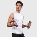 Men's white compression tank top for training, quick-dry slim fit athletic vest - S / Tops / White