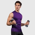 Men's compression workout tank in dark purple with elastic quick-dry pro fabric - S / Tops / Purple