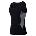 Men's athletic compression tank top in black with grey breathable side mesh panels - Black