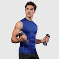 Men's Pro compression vest in deep blue high-stretch quick-dry fabric for gym workout - S / Tops / Blue