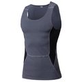 Men's dark grey slim fit compression sports vest with black breathable mesh panels - S / Heather Grey