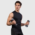 Men's black sleeveless compression training vest with slim fit for gym and fitness - S / Tops / Black