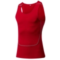 Men's red compression athletic tank top with elastic quick-dry fabric and flatlock seams - S / Red