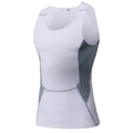 Men's white compression tank top with grey breathable mesh panels for fitness, Size S - S / White