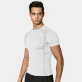Witte compressie t-shirt voor heren met grijze ergonomische naden voor fitnesstraining - S / Wit