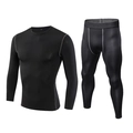 Herren Kompressionsanzug in Schwarz mit Langarmshirt und Hose für Pro Fitness - Schwarz