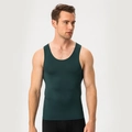 Dunkelgrünes Kompressions-Tanktop für Herren für Profi-Sporttraining und Fitnessstudio - Dunkeltintengrün