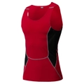 Men's red athletic compression tank top with black mesh side panels and flatlock seams - 3XL / Red