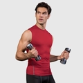 Débardeur de compression rouge pour homme avec coutures grises pour fitness et sport - Rouge