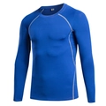 Royal blue men's compression long sleeve running shirt with raglan sleeves and flat seams - Blue