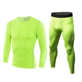 Pro Kompressionsset für Herren in Neongrün mit Langarmshirt und langer Sporthose - Fluoreszierendes Grün