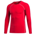 Haut de compression rouge à manches longues pour homme avec coutures plates pour le running - S / Rouge