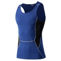 Navy blue men's compression vest with black mesh panels and grey contrast stitching - Blue