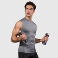 Débardeur de compression gris pour homme avec coupe ajustée pour fitness et course - Gris Chiné