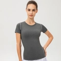 Women's tight-fitting gray marl training t-shirt with breathable fabric texture - S / Gray