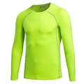 T-shirt de compression vert fluo à manches longues pour homme, sport et running - S / Vert Fluorescent