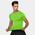 Men's athletic compression shirt in fluorescent green with short sleeves and pro fit - Fluorescent Green