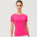 Damen Sport-T-Shirt in Rosarot, körperbetont, aus atmungsaktivem Funktionsmaterial - S / Oberteile / Fuchsia